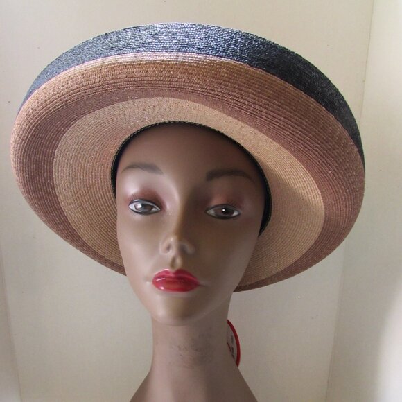 SALE Classic Vintage Mr. John Jr Straw Hat Bands of Black Beige & Tan